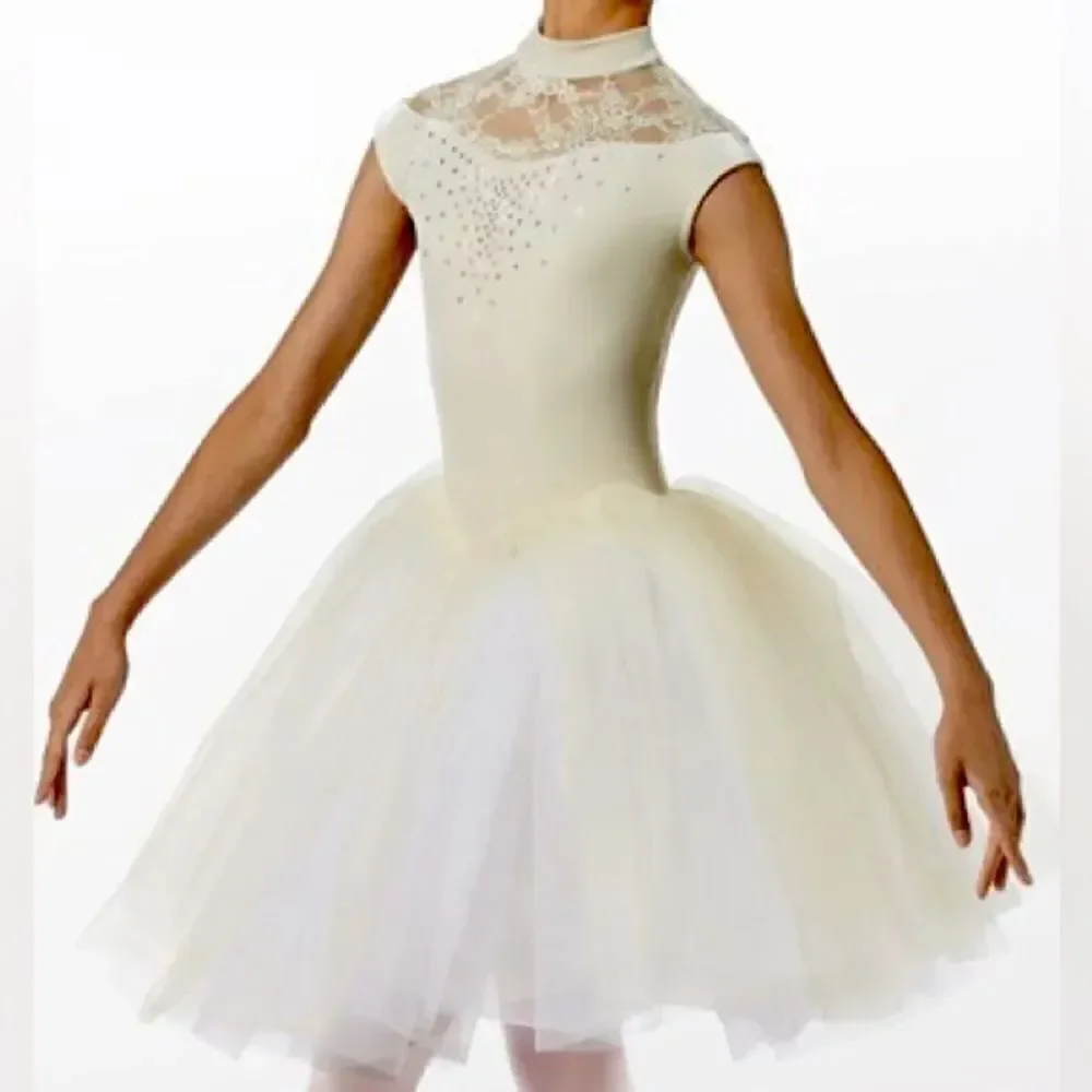 Weissman Dance costume ballet tutu ivory velvet lace rhinestone Arietta 14137 LC
